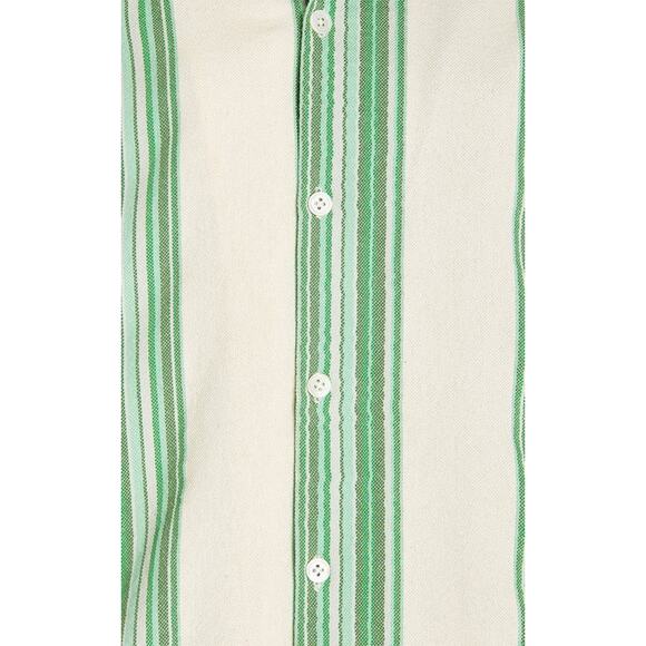 MARRAKSHI LIFE Oversized Striped Cotton Camp-Collar Shirt Green - XS - Picture 3 of 5